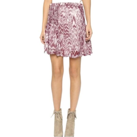 IRO Adele ikat printed smocked mini skirt XS S 2 4 FR36 - Picture 4 of 12